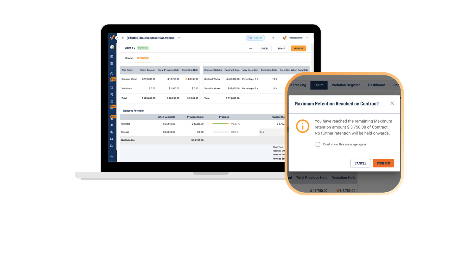 retention management in varicon
